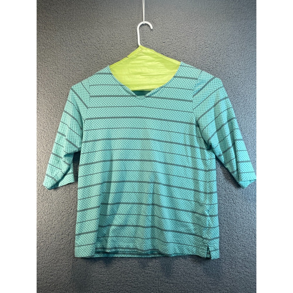 Croft & Barrow Blouse‎ Womens 1X  Blue  Green Casual short  Sleeve Top Shirt
